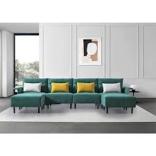 Slope Arm Suede Modern U Shaped Sofa