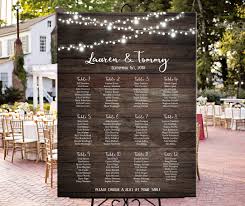 Wedding Seating Chart Printable Rustic Wood With String Lights Personalized Barn Country Lights Wedding Seating Chart Digital Table Plan