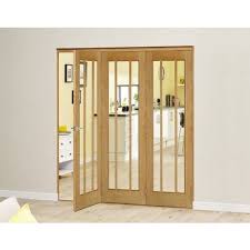 glass oak wooden bifold door for home