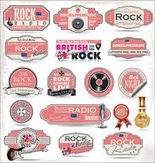 rock radio station labels stock