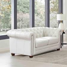 Solid Leather 2 Seater Loveseat