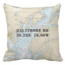 Nautical Chart Latitude Longitude Baltimore Md Throw Pillow