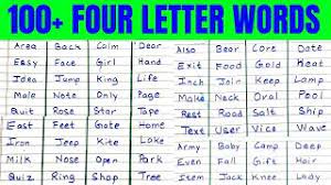 a to z words 4 letter words a to z