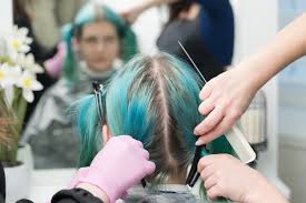 female head with emerald hair color