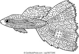 Many homes and offices use these colorful fish almost like decorations to brighten up their space. Doodle Zentangle Fish Coloring Page With Marine Animal For Adults Canstock