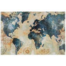 diy blue world map canvas art print