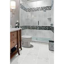 Experiment with different tile sizes to see what looks best to your eye. Bathroom Tile Flooring The Home Depot