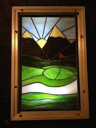 beautiful stained glass golf scene