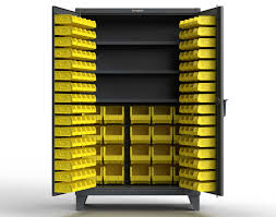 bin storage cabinet with 3 shelves