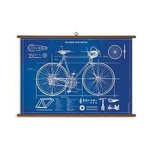 Bicycle Blueprint Vintage School Chart Höme Blueprint