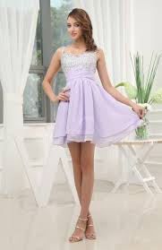 Light Purple Cute Sleeveless Zip Up Mini Short Beaded Club Dress Bjsbridal