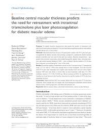 Pdf Baseline Central Macular Thickness Predicts The Need
