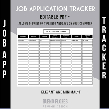 Job Application Tracker Job Application Log Editable