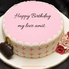 pink birthday cake for my love amit