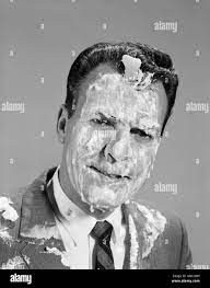 1960s PORTRAIT MAN COVERED IN MERINGUE SHAVING CREAM PIE IN THE FACE FUNNY  ANGRY EXPRESSION Stock Photo - Alamy