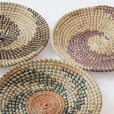 Natural Woven Seagrass Flat Baskets