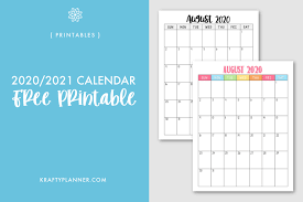 This neutral 2021 printable calendar is for people looking for a professional, simple calendar. Free Printable 2020 2021 Calendar Krafty Planner