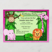 jungle theme 2nd birthday invitation