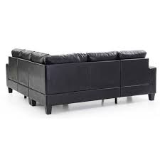 Newbury 82 In W 2 Piece Faux Leather L Shape Sectional Sofa In Black