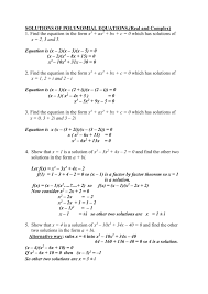 Solving Polynomial Equations Answers