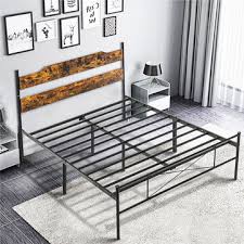 Queen Bed Frame With Wooden Headboard