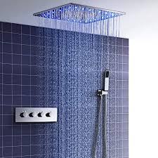 From marble flooring to ceiling shower heads, discover the top 50 best modern shower design ideas. Hm Shower System 20 Inch Led Constant Temperature Ceiling Shower Set Spa Spray Rain Bathroom Luxury Rain Mixer Shower Combo Set Rainfall Shower Head System Shower Faucet Set Amazon Com