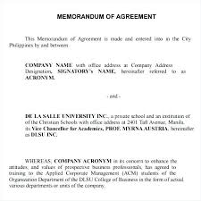 Memorandum Of Agreement Sample Exclusive 7 Understanding