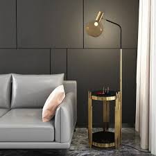 Modern Floor Lamp End Table With Glass