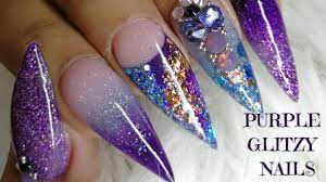 encapsulated glitter nails purple
