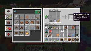 To make a firework star, place 1 gunpowder, 1 gold nugget, and 1 red dye in the 3x3 crafting grid. Firework Star Recipe Ground Flare Minecraftsuggestions