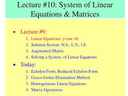 lecture 10 system of linear equations