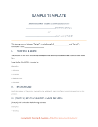 Memorandum Of Understanding Sample Template In Word And Pdf