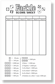 Free Printable Farkle Score Sheets Rules