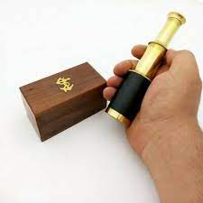 brass telescope with wooden box pirate