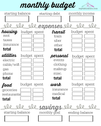 Monthly Budget Printable Sophisticaition