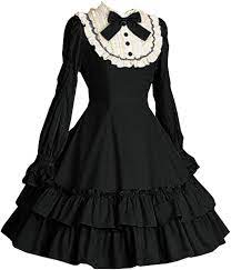 Amazon.com: I-Youth 女款女孩黑色哥特式洛麗塔洋裝長袖多層經典哥特洋裝萬聖節角色扮演服裝, 1 黑色: 服裝，鞋子和珠寶