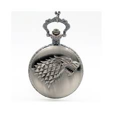 Silver Gray Winter Is Coming Winterfell House Starks Family Emblem Wolf Quartz Pocket Watch Analog Pendant Mens Womens Watches