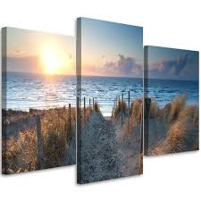 3 Piece Canvas Print Sea At Sunset