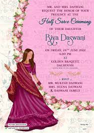 digital half saree ceremony invitation