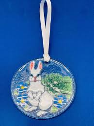 Peggy Karr Fused Art Glass Bunny Rabbit