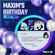#maxim_character #freefire #ability_test #djalok all my friends aj me. Maxim Is Having A Blast On His Birthday Garena Free Fire Facebook