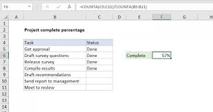 project complete percene excel