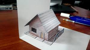 Amazing 3d Art Drawing A 3d House On Paper 3d Trick Art For Kids