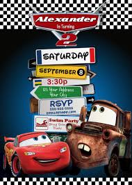 Disney Pixar Cars Lightning Mcqueen Mater Birthday Party Invitations