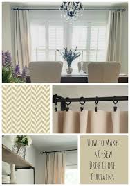 How To Make No Sew Drop Cloth Curtains