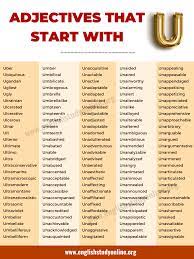 1700+ Adjectives that Start with U with Definition and Synonyms - English  Study Online