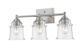 3 Light Brushed Nickel Bathroom Light Fixture 22 W Mid Century Modern Clear New For Sale Online
