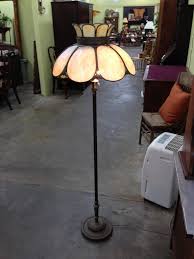 Antique Base And Glass Shade Floor Lamp