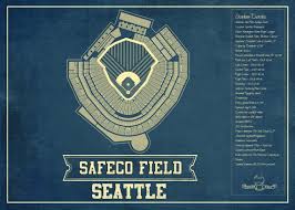 Seattle Mariners Safeco Field Vintage Seating Chart Baseball Print