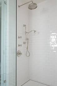 Shower With White Subway Tiles And